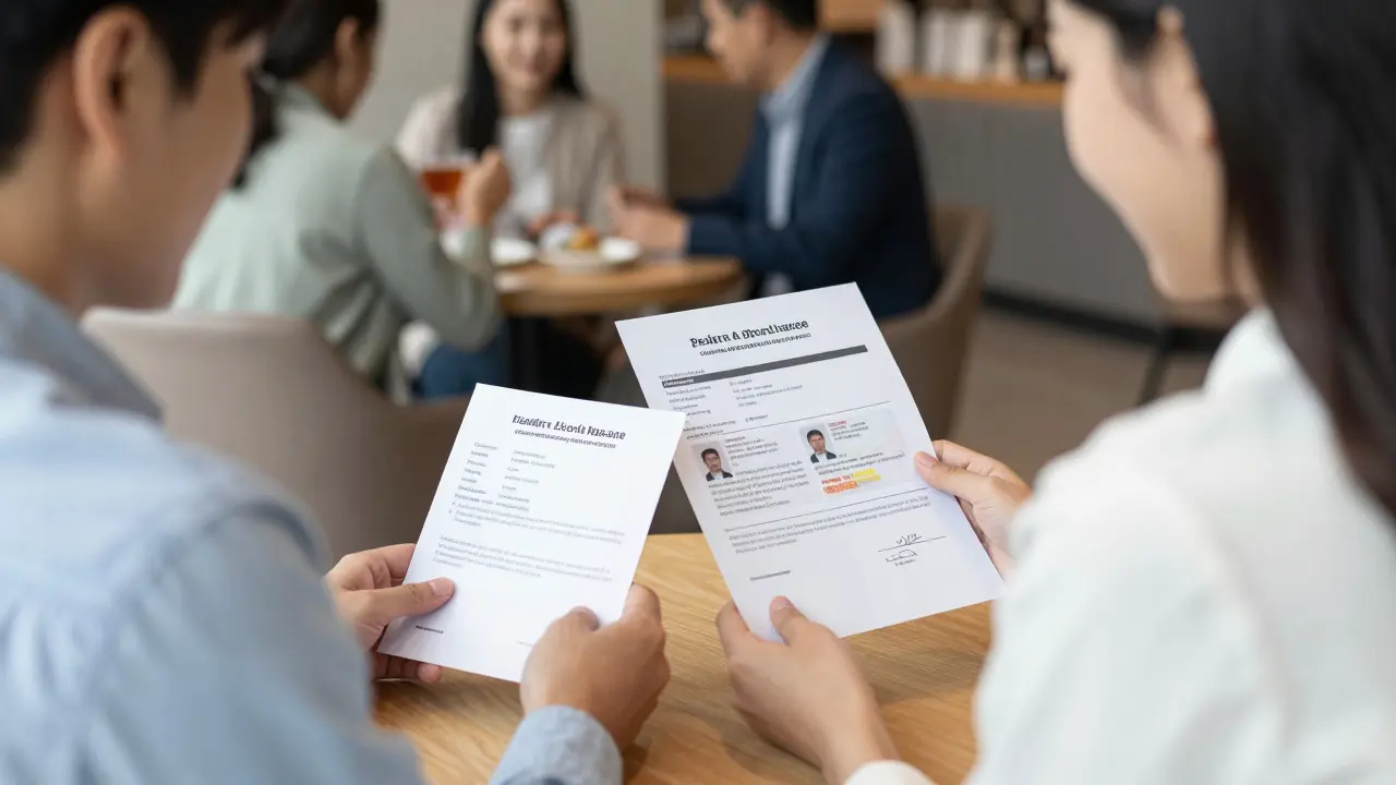 Café meeting with ID and health certificate verification